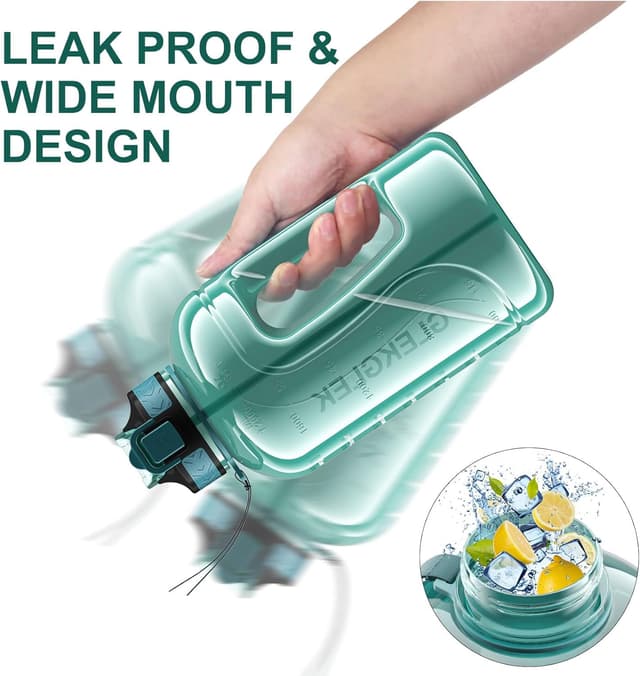 Detalle 2 de GLEKGLEK 2 Litre BPA Free Water Bottle with Time Markings (Cyan)