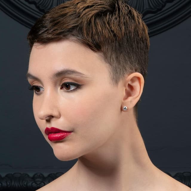 Detalle de ZAVANA Boucles d’oreilles clous pour femme en argent 925 serties de zircons (4 ou 6 mm)