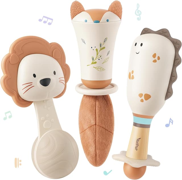 Detalle de Teething & sensory baby rattle toy set (3 pcs) for 0–6 months