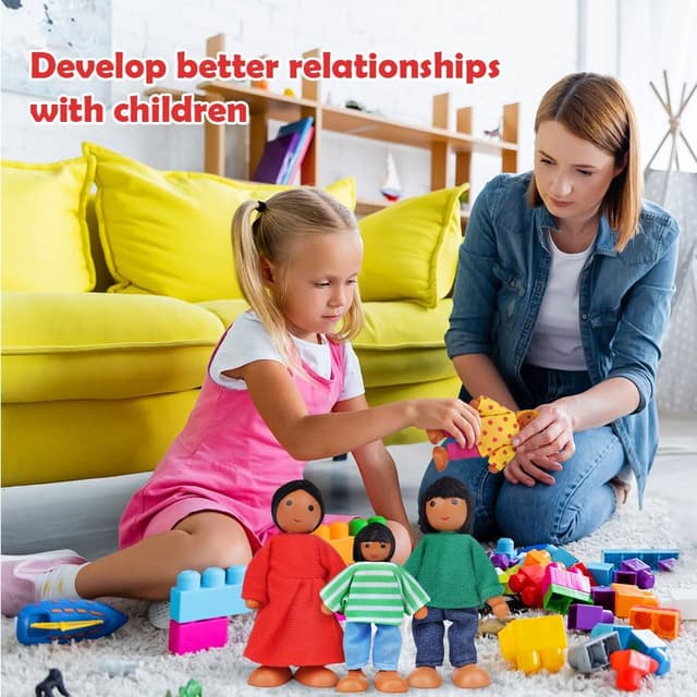 Detalle de Aolso Casa delle Bambole in Legno – Set da gioco con 7 persone e 4 cani