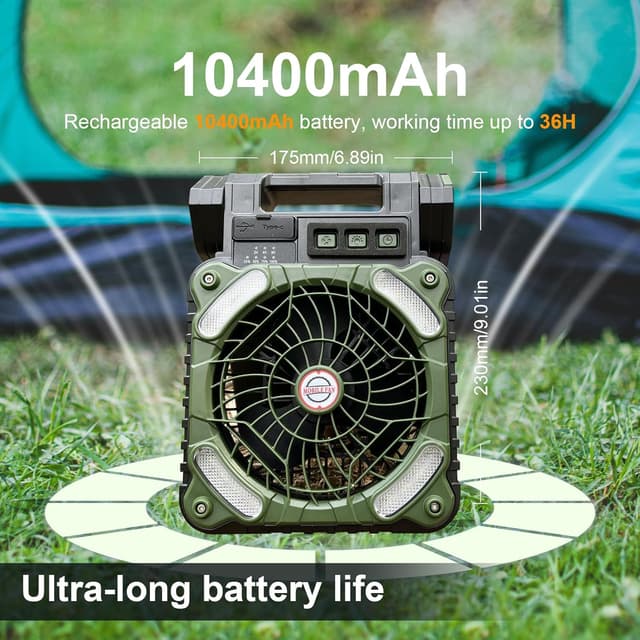 Detalle de GY Ventilatore da campeggio 10400 mAh ⛺