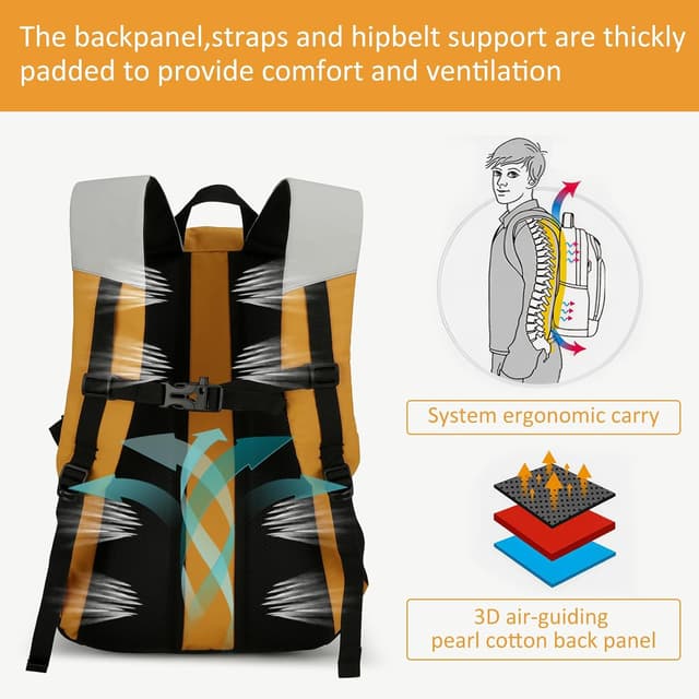 Detalle de GES 30L Multi-Functional Hiking Backpack with Rain Cover – durable rucksack for school, work, camping, trekking and cycling