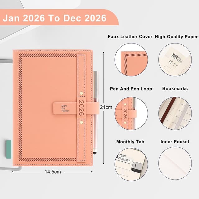 Detalle 2 de Goldaypln Agenda 2026 A5 Página por Día