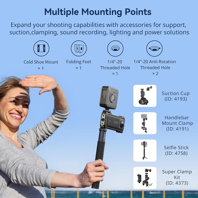 Detalle 2 de SMALLRIG Cage per Insta360 X4 con copriobiettivo in silicone, slitta fredda e foro 1/4”-20-4278