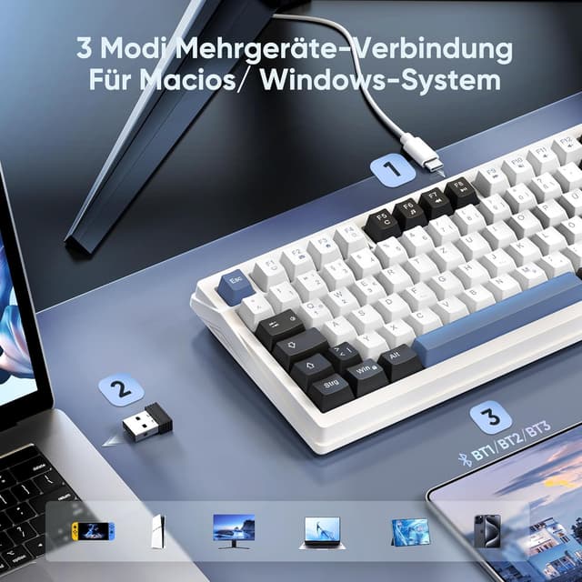 Detalle 1 de RedThunder K95 kabellose Gaming Tastatur mit 96 Tasten