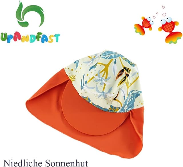 Detalle de upandfast Baby Jungen Badeanzug mit Sonnenhut UPF 50+ (einteilig, Reißverschluss) für mehr UV-Schutz