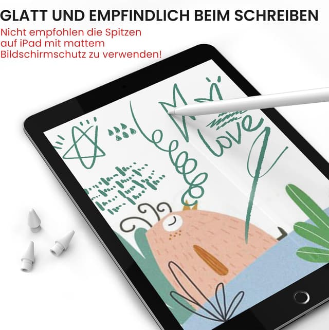 Detalle de Delidigi 4 Ersatzspitzen für Apple Pencil Pro, Apple Pencil 2. Generation und Apple Pencil USB-C – inklusive Aufbewahrung