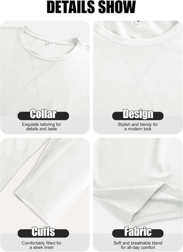 Detalle de Comdecevis Men’s 2-Pack Cotton Crewneck T-Shirts (Longline, Hipster/Hip Hop Style)