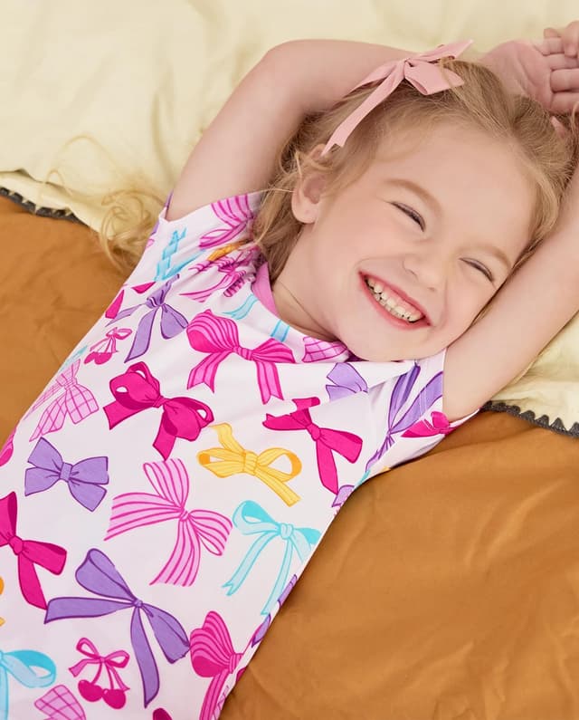 Detalle de babee Reshinee Bamboo Viscose Toddler Unicorn Mermaid Pajamas (Short Sleeve, 2-Piece)