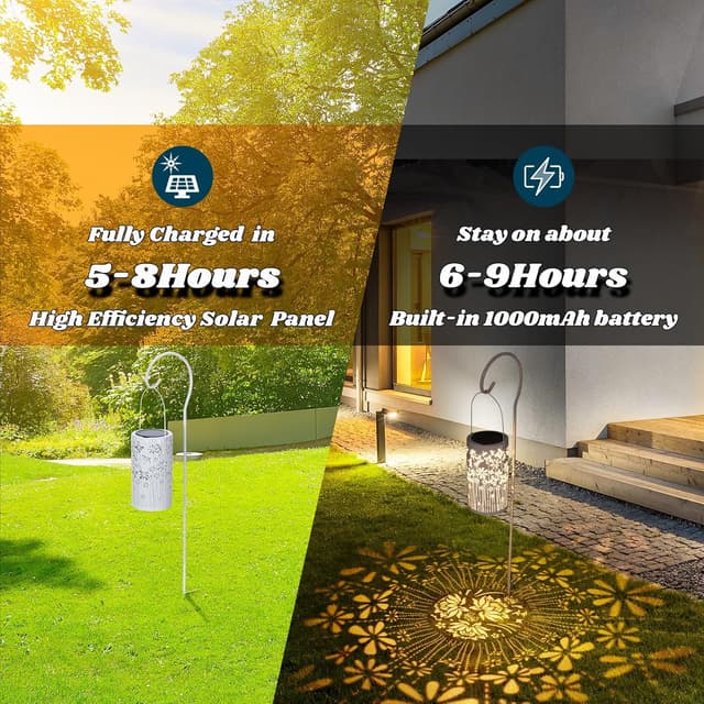 Detalle 2 de Freekite Solar Lantern for Garden with Shepherd’s Hook (IP65) – metal outdoor decorative path light