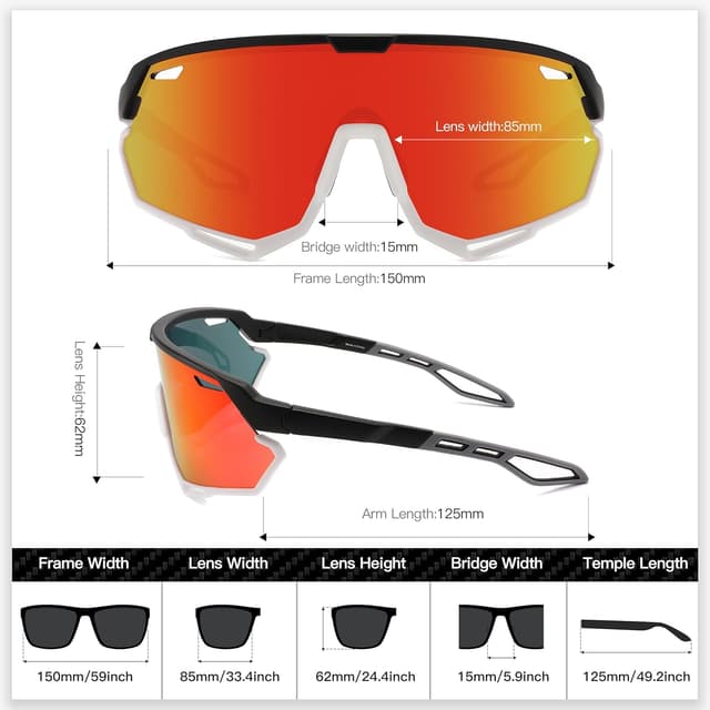 Detalle de SINSPORT eyewear Occhiali sportivi con protezione UV400 per guida, ciclismo e corsa