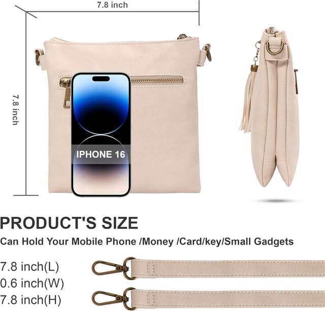 Detalle 2 de seOSTO Crossbody Phone Bag Purse for Women & Teenage Girls – small tassel crossbody with phone pockets