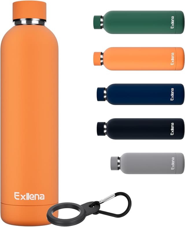 Detalle de Exllena Insulated Water Bottle 1L with Buckle (Double Wall Stainless Steel) – Orange