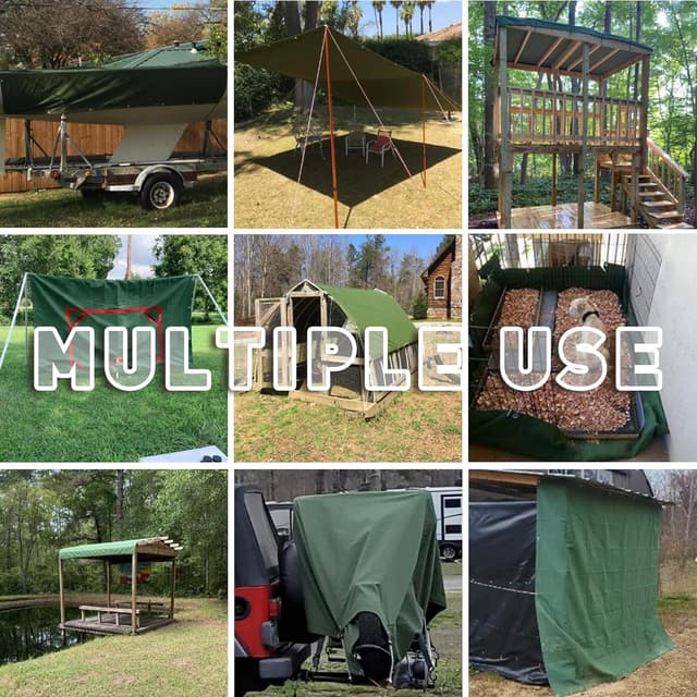 Detalle de Cartman 10 x 16 ft canvas tarp with rustproof metal grommets (heavy-duty multi-purpose cover)