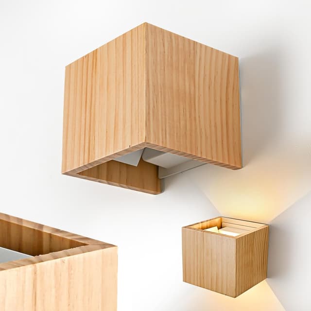 Detalle 2 de Doughelec LED-Wandleuchte aus Holz, 6 W, 3000 K warmweiß – innen, IP20, up & down, einstellbarer Abstrahlwinkel