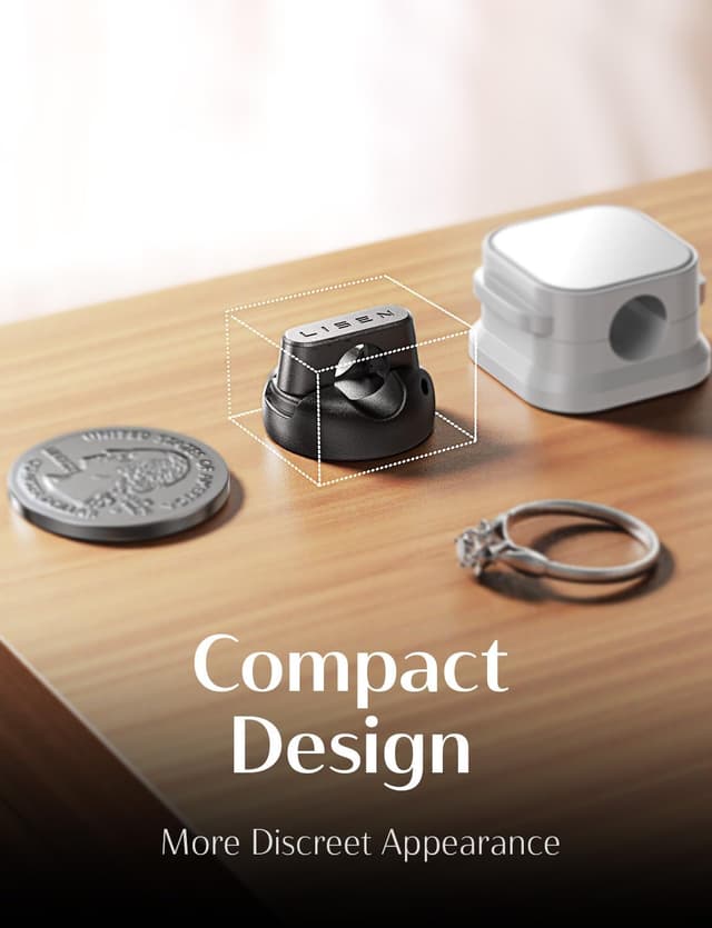 Detalle 2 de LISEN Magnetischer Ladekabel-Organizer – Kabelmanagement-Clips mit starkem Klebstoff, 9 Stück (schwarz)