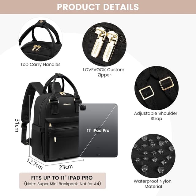 Thumbnail 4 de LOVEVOOK Rucksack Damen Klein 23×31×12,7 cm