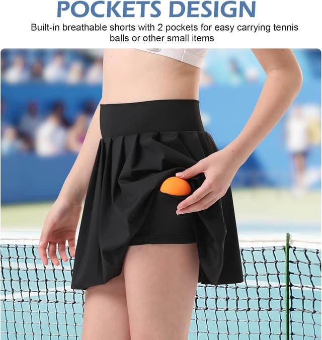 Detalle de Bezioner Girls Tennis Skirt with Shorts (Golf skort) with Dual Pockets