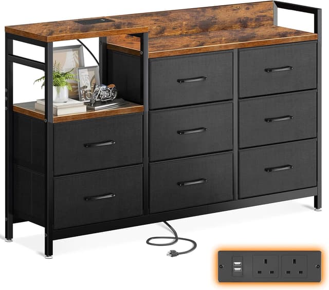 Imagen de ODK Chest of Drawers with 8 Fabric Drawers and 2 USB Ports en OfertitasTOP