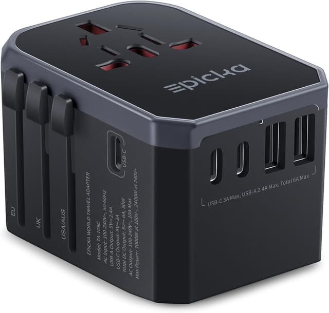 Detalle de EPICKA TA-105C Reiseadapter 30W mit 3 USB-C und 2 USB-A 🔌