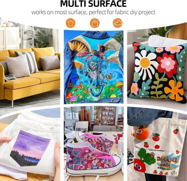 Thumbnail 6 de Colorful 12-Colour Fabric Paint Set for Clothes, Shoes & Canvas (Permanent, Non-Toxic)