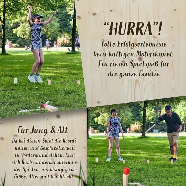 Detalle de Ocean 5 Kubb Wikinger-Wurfspiel (Original) – FSC® Holzspiel im Stoffbeutel für Schwedenschach & Outdoor