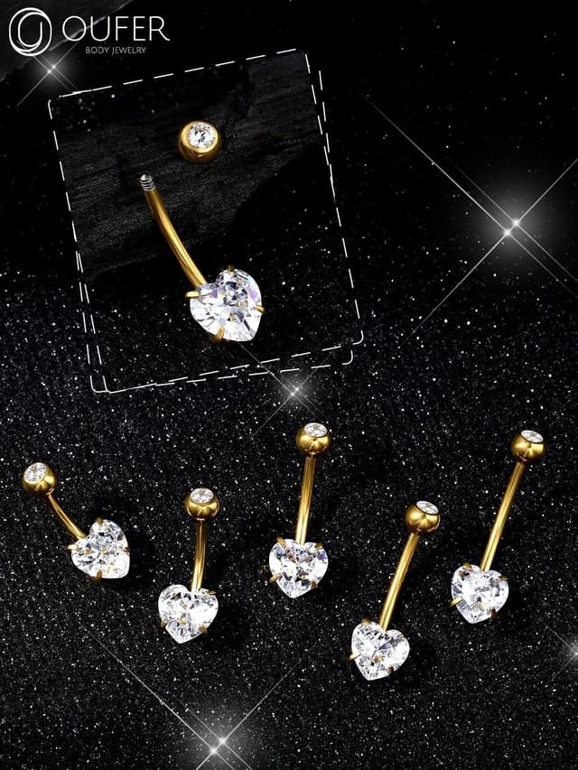 Thumbnail 5 de OUFER Piercing Nombril Titane Boules Cœur 1,6 mm