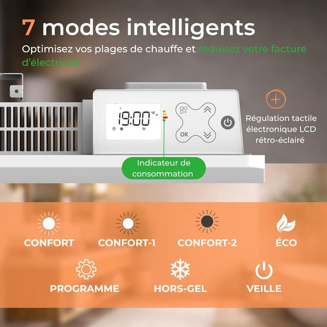 Detalle de Cosyup Eilo radiateur inertie sèche 1000 W