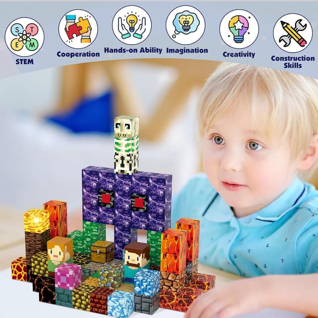 Detalle 2 de AIDYVOI Magnetic Blocks Building Toys Set (100 PCS) with Light-Up Magnet Blocks