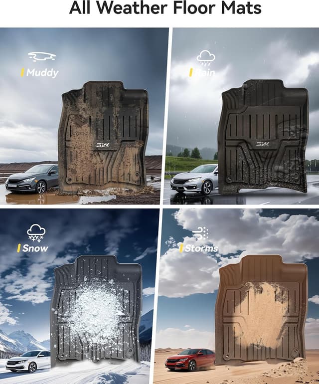 Thumbnail 3 de 3W Floor Mats Custom Fit TPE for Honda Civic 1st 2nd Row