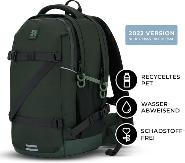 Detalle de AUDETIC Zaino Scuola Ragazze Verde Oliva “COSMO” in PET riciclato, 29 litri, idrorepellente