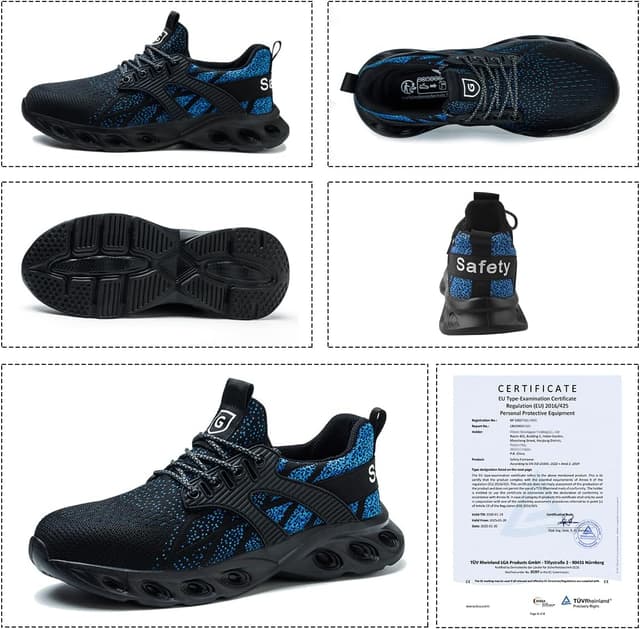 Detalle de YEKOYIOO Sicherheitsschuhe mit Stahlkappe (Anti-Smashing), leicht & atmungsaktiv – EU-Größen 38–46