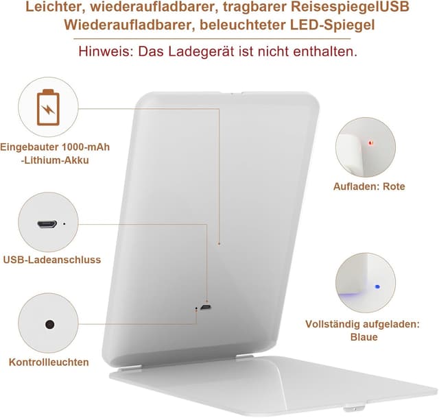 Detalle de FASCINATE Kosmetikspiegel Beleuchtung mit Helligkeit