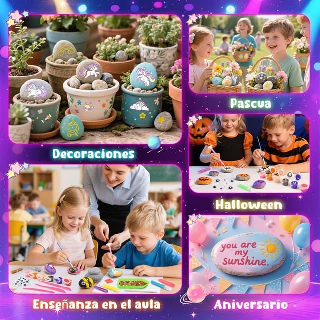 Detalle 2 de Unicornios para niñas piedras para pintar