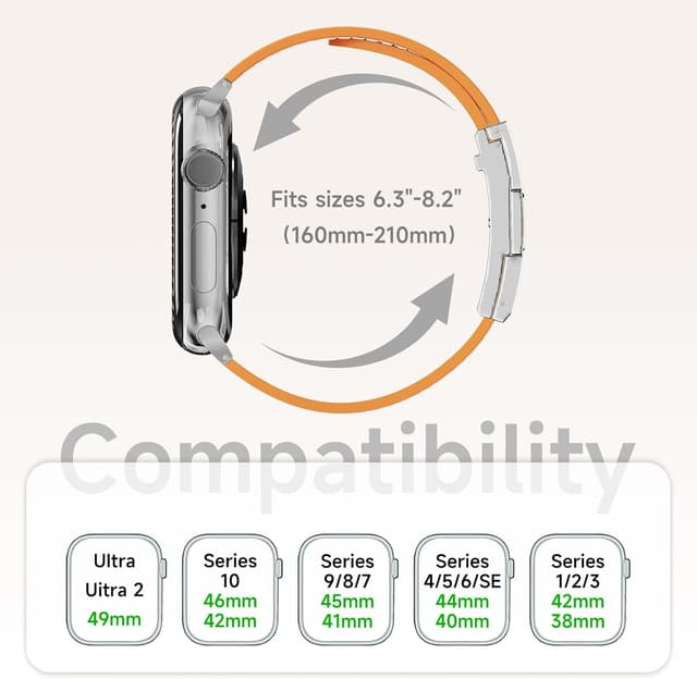 Detalle de Designer Leather Straps for Apple Watch (49mm–38mm) with Magnetic H-Shaped Buckle