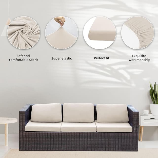 Detalle de BIETYONE Stretch Patio Cushion Covers, 8-Pack