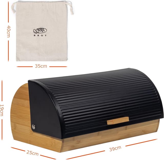 Thumbnail 1 de GREELUE Brotkasten Metall Holz 39 cm