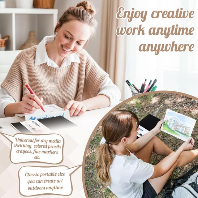 Thumbnail 6 de A4 Sketchbook 58 Sheets (116 pages) with 200GSM Thick Paper – Black Hardback Drawing Pad, 21 x 29.7 cm