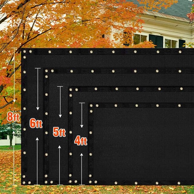 Thumbnail 6 de iCover 4x50ft Privacy Screen Fence outdoor mesh shade barrier with reinforced bindings and brass grommets (black)