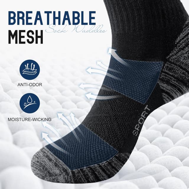 Thumbnail 6 de SockWaddles cushioned sport crew socks (5 pairs) – anti-blister, wicking, breathable comfort