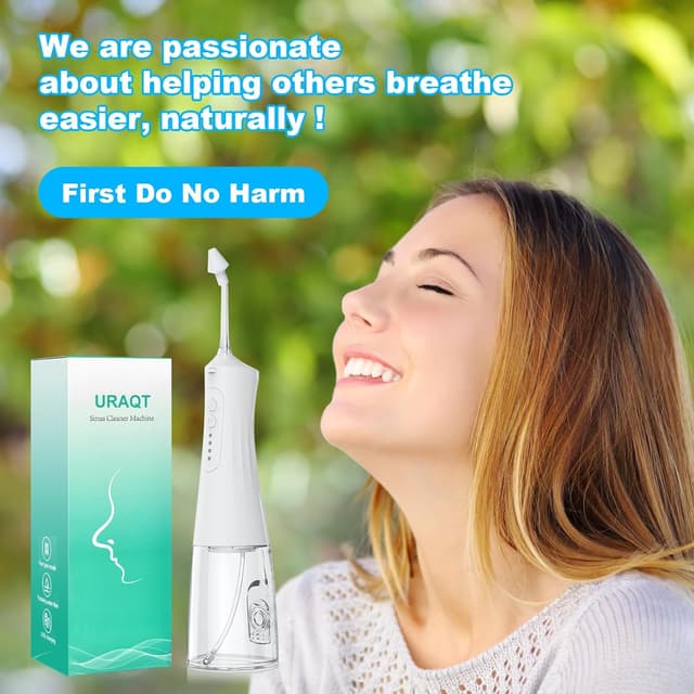 Thumbnail 6 de URAQT Elektrische Nasendusche (Neti Pot) für Erwachsene & Kinder inkl. 4 Ersatzköpfe und 40 Nasenspülsalz