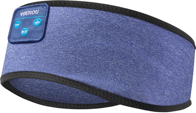 Detalle de Voerou Bluetooth Schlafkopfhörer – 2-in-1 Stirnband für Musik beim Schlafen