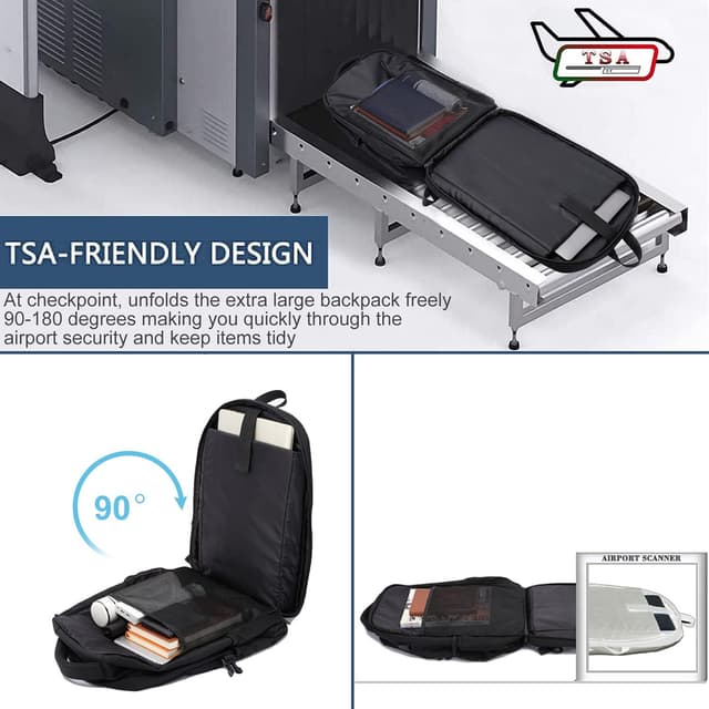 Detalle de Extra Large 50L Travel Laptop Backpack with USB Charging Port & Anti-Theft Pocket (Fits up to 17 Inch) - Red