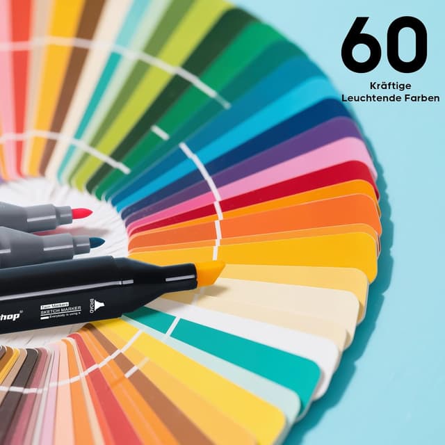 Detalle de Tongfushop 60 Alkohol-Stifte Set (Doppelspitze) – Schnell trocknende Marker für Malerei, Design, Manga