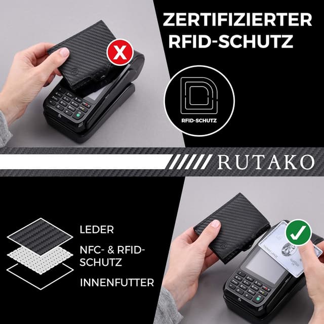 Detalle de RUTAKO Slim Wallet mit RFID, 9,5 cm