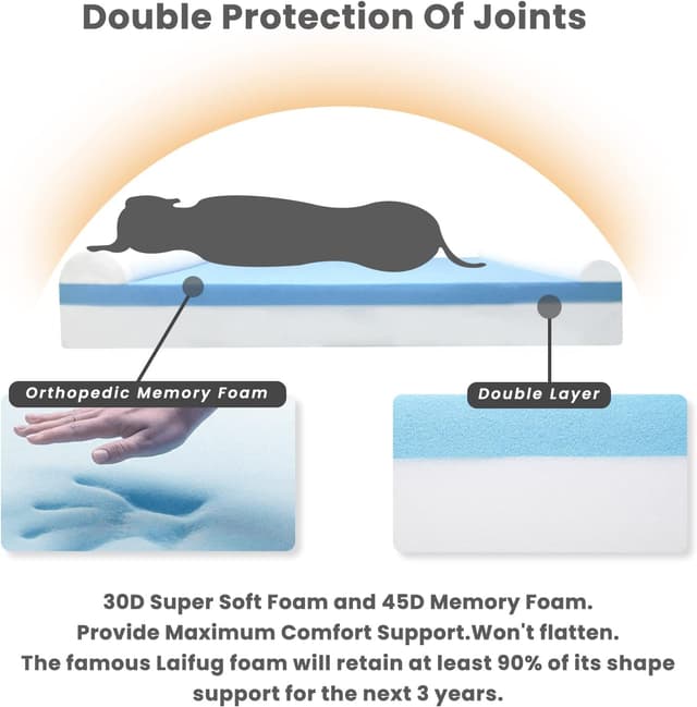 Detalle de Laifug Orthopedic Memory Foam Extra Large Dog Bed Pillow (50x36x10in) with Waterproof Liner and Removable Cover
