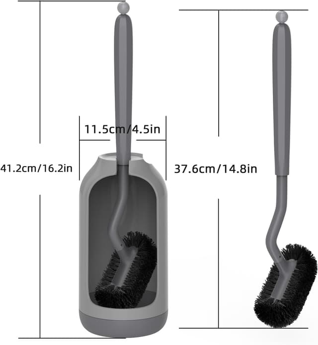 Thumbnail 6 de Ensemble brosse de toilette avec support mural – Brosse WC grise pour salle de bain et WC d’invités