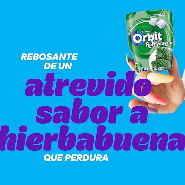 Detalle 2 de Orbit Refreshers, Chicles Sin Azúcar Sabor Hierbabuena 🍃
