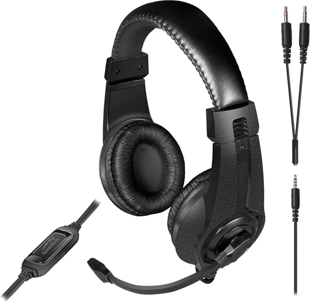 Detalle de Speedlink LEGATOS Gaming-Headset kabelgebunden mit Mikrofon & Kabelfernbedienung (3,5 mm) – schwarz