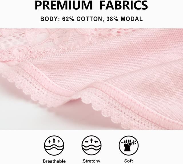 Detalle 2 de VOENXE lot de 5 culottes tanga sans couture et invisibles en dentelle